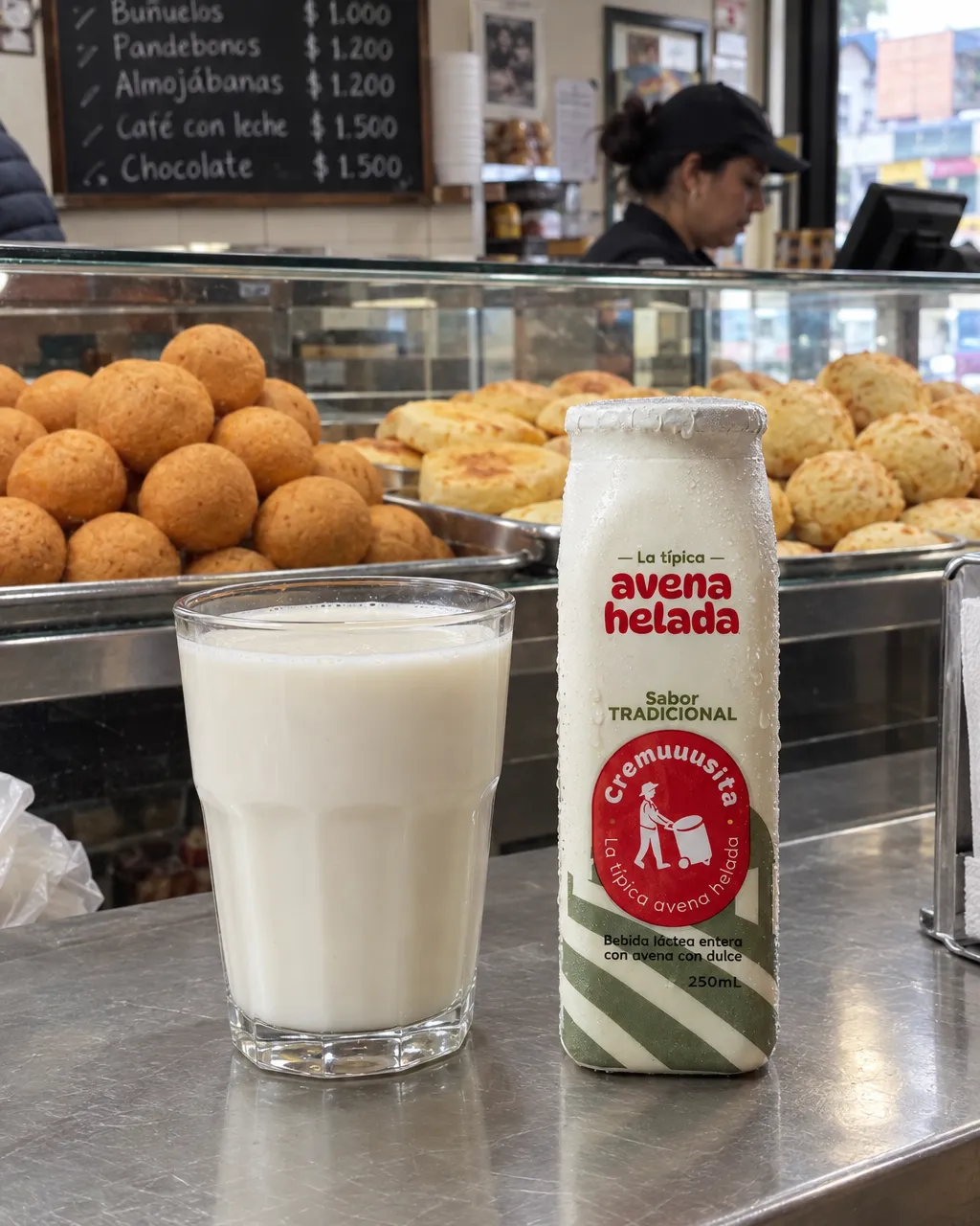 Avena cubana en la vitrina de una cafetería